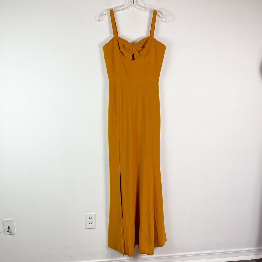 Dress The Population NWOT Yellow Brooke Twist Front Gown In Honey Maxi Dress S - Picture 2 of 5